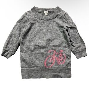 Toddler Girl J. Crew 100% Merino Wool Grey Sweater Pink Bike Size XS (4-5)